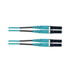 Jumper de Fibra Óptica Multimodo 50/125 OM3, LC-LC Duplex, LSZH (Cero Halógenos), Color Aqua, 5 Metros (16.40 Pies)