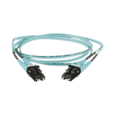 Jumper de Fibra Optica Multimodo 50/125 OM3, LC-LC Duplex, OFNR (Riser), Color Aqua, 1 Metro (3.28 Pies)