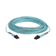 Jumper de Fibra Optica Multimodo 50/125 OM3, LC-LC Duplex, OFNR (Riser), Color Aqua, 15 Metros (49.21 Pies)