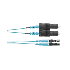 Jumper de Fibra Optica Multimodo 50/125 OM3, LC-SC Duplex, OFNR (Riser), Color Aqua, 2 Metros