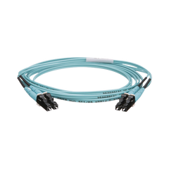 Jumper de Fibra Optica Multimodo 50/125 OM4, LC-LC Duplex, OFNR (Riser), Color Aqua, 2 Metros
