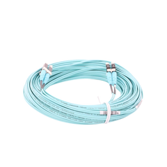 Jumper de Fibra Optica Multimodo 50/125 OM4, LC-LC Duplex, OFNR (Riser), Color Aqua, 20 Metros