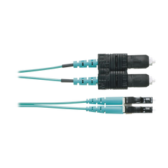 Jumper de Fibra Optica Multimodo 50/125 OM4, LC-SC Duplex, OFNR (Riser), Color Aqua, 1 Metro (3.28 Pies)