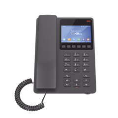 Teléfono IP Hotelero con pantalla LCD a color, 2 líneas SIP con 2 cuentas, codec Opus, IPV4/IPV6, color negro, con gestión en la nube GDMS