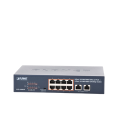Switch de Escritorio No Administrable / 8 Puertos 10/100/1000T PoE+ 802.3at / 2 Puertos Uplink 10/100/1000T / Presupuesto PoE 120 Watts / Modos Estándar, VLAN y Extend / Distancia Extendida 250 mts / Rackeable