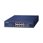 Switch de Escritorio No Administrable / 8 Puertos 10/100/1000T PoE+ 802.3at / 2 Puertos Uplink 10/100/1000T / Presupuesto PoE 120 Watts / Modos Estándar, VLAN y Extend / Distancia Extendida 250 mts / Rackeable