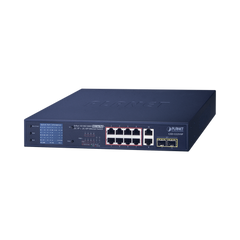 Switch No Administrable 8 Puertos Gigabit con Modo Extender a 250 m, 2 Puertos Uplink 10/100/1000 Mbps, 2 Puertos SFP
