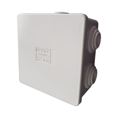 Caja Estanca de PVC Para Derivación y Conexión, 6 Entradas, Tapa a Presión, 80×80×40 mm (Mayor Área Interna, Uso Exterior IP44, Material que no Propaga el Fuego y Libre de Hálogenos