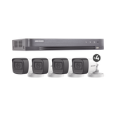 (MICRÓFONO INTEGRADO) KIT TURBOHD 5 Megapixel / DVR 4 Canales / 4 Cámaras Bala con Micrófono Integrado (exterior 2.8 mm) / Fuente de Poder / Accesorios de Instalación