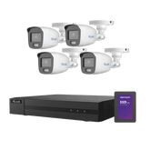 Kit TurboHD 1080p + SSD 1 TB / DVR 4 Canales / 4 Cámaras Bala ColorVu con Micrófono Integrado / Fuente de Poder / Accesorios de Instalación