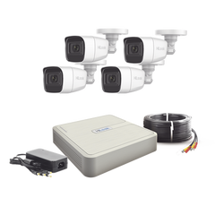 (MICRÓFONO Integrado) Kit TurboHD 1080p Lite / DVR 4 canales / Audio por Coaxitron / 4 Cámaras Bala de Policarbonato con Micrófono Integrado