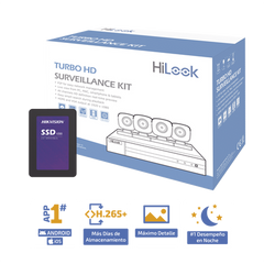 KIT TurboHD 1080p + SSD de 1 TB (1024 GB) / DVR 4 canales / 4 Cámaras Bala de Metal / Fuente de Poder / Accesorios de Instalación