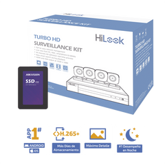KIT TurboHD 1080p + SSD de 500 GB / DVR 4 canales / 4 Cámaras Bala de Metal / Fuente de Poder / Accesorios de Instalación