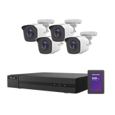 KIT TurboHD 1080p + SSD de 500 GB / DVR 4 canales / 4 Cámaras Bala de Metal / Fuente de Poder / Accesorios de Instalación