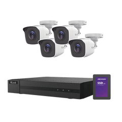 KIT TurboHD 1080p + SSD de 500 GB / DVR 4 canales / 4 Cámaras Bala de Metal / Fuente de Poder / Accesorios de Instalación