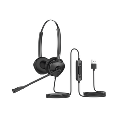 Diadema binaudal (duo) con tecnología antishock para teléfonos IP FANVIL USB con micrófono de cancelación de ruido, larga durabilidad