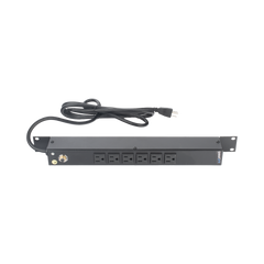 Multicontacto Horizontal (PDU) de 6 Contactos (NEMA 5-15R) Rack 19" 1UR. Voltaje Entrada/Salida: 120Vca/15A