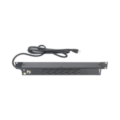 Multicontacto Horizontal (PDU) de 6 Contactos (NEMA 5-15R) Rack 19" 1UR. Voltaje Entrada/Salida: 120Vca/15A