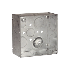 Caja Cuadrada Galvanizada de 4" x 4"/ Profundidad de 2 1/8" /8 Entradas 1", 3 Entradas 1/2" y 2 Entradas 3/4"/ Soldada.