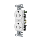 Contacto Dúplex 20 A, 125 V, 2 Polos, 3 Hilos, Cableado Posterior y Lateral, Color Blanco (Nema 5-20R).