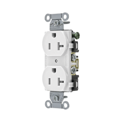 Contacto Dúplex 20 A, 125 V, 2 Polos, 3 Hilos, Cableado Posterior y Lateral, Color Blanco (Nema 5-20R).