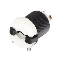 Clavija Industrial con Bloqueo de Media Vuelta / 30 A 250 V CA / 2 Polos 3 Hilos / Color Blanco y Negro / Nema L6-30P.