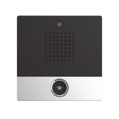 Mini video Intercomunicador para hotelería y hospitales, con diseño elegante, PoE, cámara 1Mpx, 1 botón, 1 relevador integrado de salida y entrada.