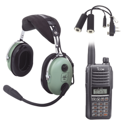 Kit Radio Portátil Aéreo Icom con Auricular David Clark para Aviación General