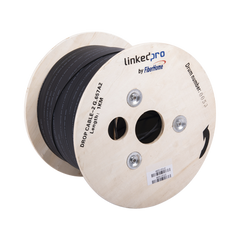 Carrete de 1 km de Fibra Óptica Drop, Interior/Exterior G.657A2 Monomodo de 2 hilos (bifibra), Diseñada para Fusionarse, Dieléctrica, Forro Negro , (No Soporta Conectores Mecánicos)