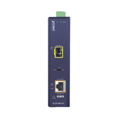 Convertidor de Medios PoE Industrial, Puerto SFP 1000BASE-SX/LX a Puerto RJ45 Gigabit con Salida PoE 802.3at (Hasta 30 W).