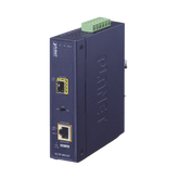 Convertidor de Medios PoE Industrial, Puerto SFP 1000BASE-SX/LX a Puerto RJ45 Gigabit con Salida PoE 802.3at (Hasta 30 W).