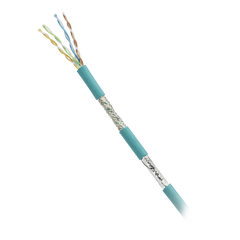 Bobina de Cable Blindado SF/UTP Categoría 5e de 4 Pares, Uso Industrial con Resistencia al Aceite y Rayos UV, Multifilar 24/7 (Flexible), Color Azul Cerceta, Bobina de 305 Metros (1000 Pies)