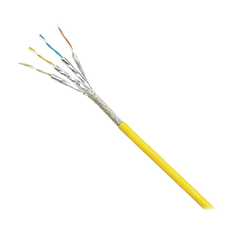 Bobina de Cable Blindado S/FTP Categoría 6A, Uso Industrial con Resistencia al Aceite, Rayos UV y Abrasión, Multifilar (Flexible), Color Amarillo, Bobina de 500 Metros (1640 Pies)