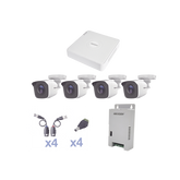 KIT TurboHD 1080 Lite / DVR 4 Canales / 4 Cámaras Bala (exterior 2.8 mm) / Transceptores / Conectores / Fuente de Poder Profesional