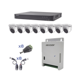 KIT TurboHD 1080p / DVR 8 Canales / 8 Cámaras Eyeball (exterior 2.8 mm) / Transceptores / Conectores / Fuente de Poder Profesional hasta 15 Vcc para Larga Distancia