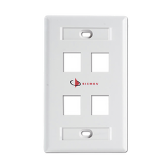 Placa de Pared Keystone de 4 Salidas, Color Blanco, para Jacks Keystone Z-MAX y MAX