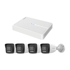 Kit IP 2 Megapixel / NVR de 8 Canales con 8 Puertos PoE / 4 Cámaras IP Bala para Exterior / Micrófono Integrado