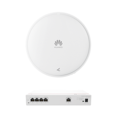 Kit de Router Multi-Servicio / 1 puerto 10/100/1000 Mbps(WAN) / 4 puertos 10/100/1000 Mbps(LAN) PoE / 50W + Punto de Acceso Wi-Fi 7 / 3.57 Gbps / MU-MIMO 2x2 (2.4GH y 5GHz) / Smart Antenna más cobertura / Instalación en techo y pared