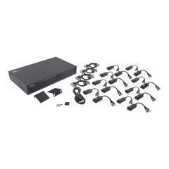 Kit de TRANSCEPTOR ACTIVO DE 16 Canales / VIDEO+PODER en un solo Cable UTP / 150m en 4K, 200m en 5 MP/ Envía 36 Vcc y recibe 12 Vcc / TODO INCLUIDO PARA RACK / Compatible con cámaras HD-TVI/CVI/AHD/CVBS / Instalación Limpia