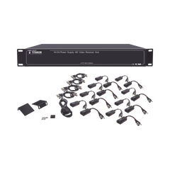 Kit de TRANSCEPTOR ACTIVO DE 16 Canales / VIDEO+PODER en un solo Cable UTP / 150m en 4K, 200m en 5 MP/ Envía 36 Vcc y recibe 12 Vcc / TODO INCLUIDO PARA RACK / Compatible con cámaras HD-TVI/CVI/AHD/CVBS / Instalación Limpia