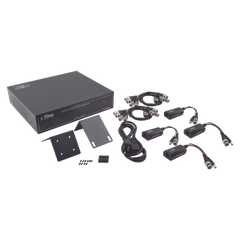 Kit de TRANSCEPTOR ACTIVO DE 8 CANALES / VIDEO+PODER en un solo Cable UTP / 150 metros en 4K, 200 metros en 5 MP/ Envía 36 Vcc y Recibe 12 Vcc / TODO INCLUIDO PARA RACK / Compatible con cámaras HD-TVI/CVI/AHD/CVBS / INSTALACIÓN LIMPIA