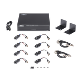 Kit de TRANSCEPTOR ACTIVO DE 8 CANALES / VIDEO+PODER en un solo Cable UTP / 150 metros en 4K, 200 metros en 5 MP/ Envía 36 Vcc y Recibe 12 Vcc / TODO INCLUIDO PARA RACK / Compatible con cámaras HD-TVI/CVI/AHD/CVBS / INSTALACIÓN LIMPIA
