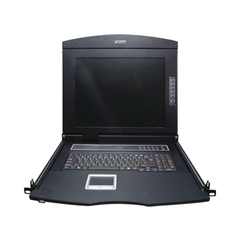 Switch KVM con Monitor de 17"con Teclado y Trackpad para Rack de 1U de Cuatro Postes, 8 Puertos VGA Para Acceder y Controlar Hasta 8 Computadoras Desde una Sola Consola