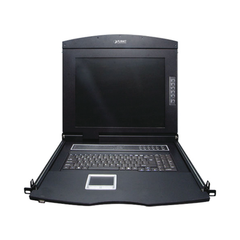 Switch KVM con Monitor de 17"con Teclado y Trackpad para Rack de 1U de Cuatro Postes, 8 Puertos VGA Para Acceder y Controlar Hasta 8 Computadoras Desde una Sola Consola