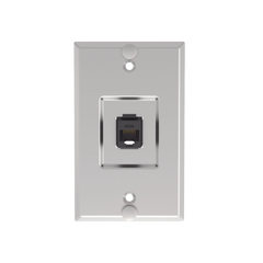 Placa de Pared Telefónica, Salida de 1 Puerto Keystone, con Jack Cat6 Estilo 110 de Impacto, de Acero Inoxidable