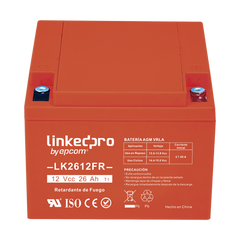 Batería 12 V / 26 Ah / UL / Tecnología AGM-VRLA / Vida útil promedio de 5 años / Retardante a la Flama / Para uso en equipo electrónico, Alarmas de Intrusión / Incendio/ Control de acceso / Video Vigilancia / Term