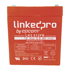 Batería de respaldo 12 V | 5.5 Ah | AGM | Certificada UL94-V0 Retardante a la Flama | Especial para Seguridad Electrónica | UPS | Sistemas de Emergencia | Vida útil 5 años | Terminales F1 + Adaptador F2