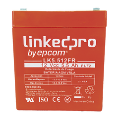 Batería 12 V / 5.5 Ah / UL / Tecnología AGM / Vida útil promedio de 5 años / Retardante a la Flama / Para uso en equipo electrónico, Alarmas de Intrusión / Incendio/ Control de acceso / Video Vigilancia / Incluye