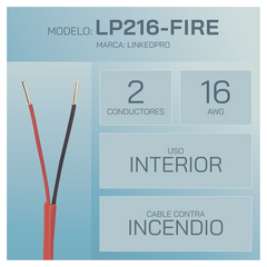 Alambre de Alarma contra Incendios - Bobina de 305 Metros: 2 x 16 AWG, Rojo, Tipo FPLR, (UL) FT4, Ideal para Sistemas de Detección y Evacuación de Incendios
