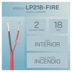 Alambre de Alarma contra Incendios - Bobina de 305 Metros: 2 x 18 AWG, Rojo, Tipo FPLR, (UL) FT4, Ideal para Sistemas de Detección y Evacuación de Incendios